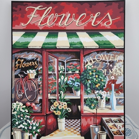 The Flower Shop Advanced Paint By Number 11×14 Finished Acrylic Painting Boarder - Picture 5 of 10